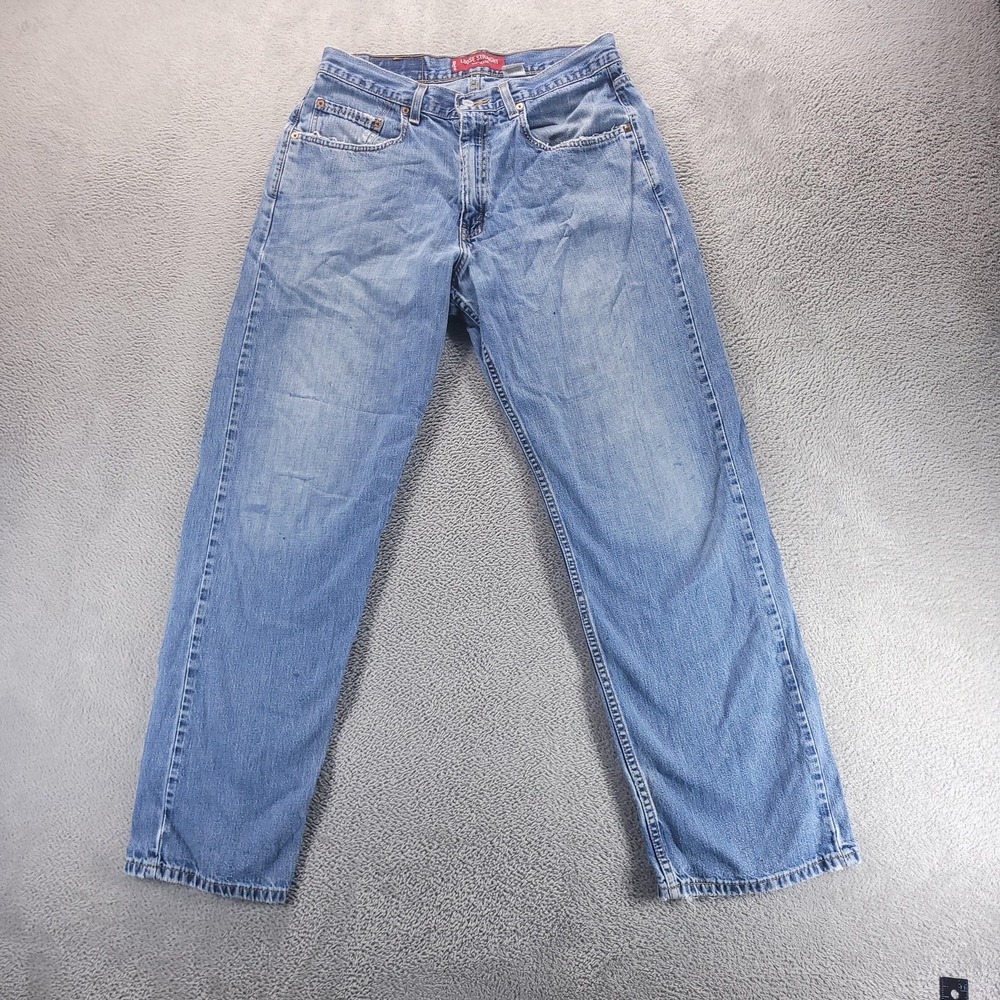 VTG Levis 569 Jeans Mens 32x32 Blue Loose Straight Light Wash Distressed Denim
